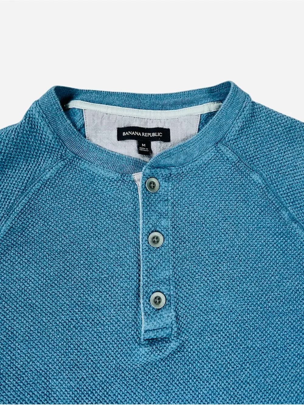 Banana Republic Men's Long Sleeve Henley in Teal Blue